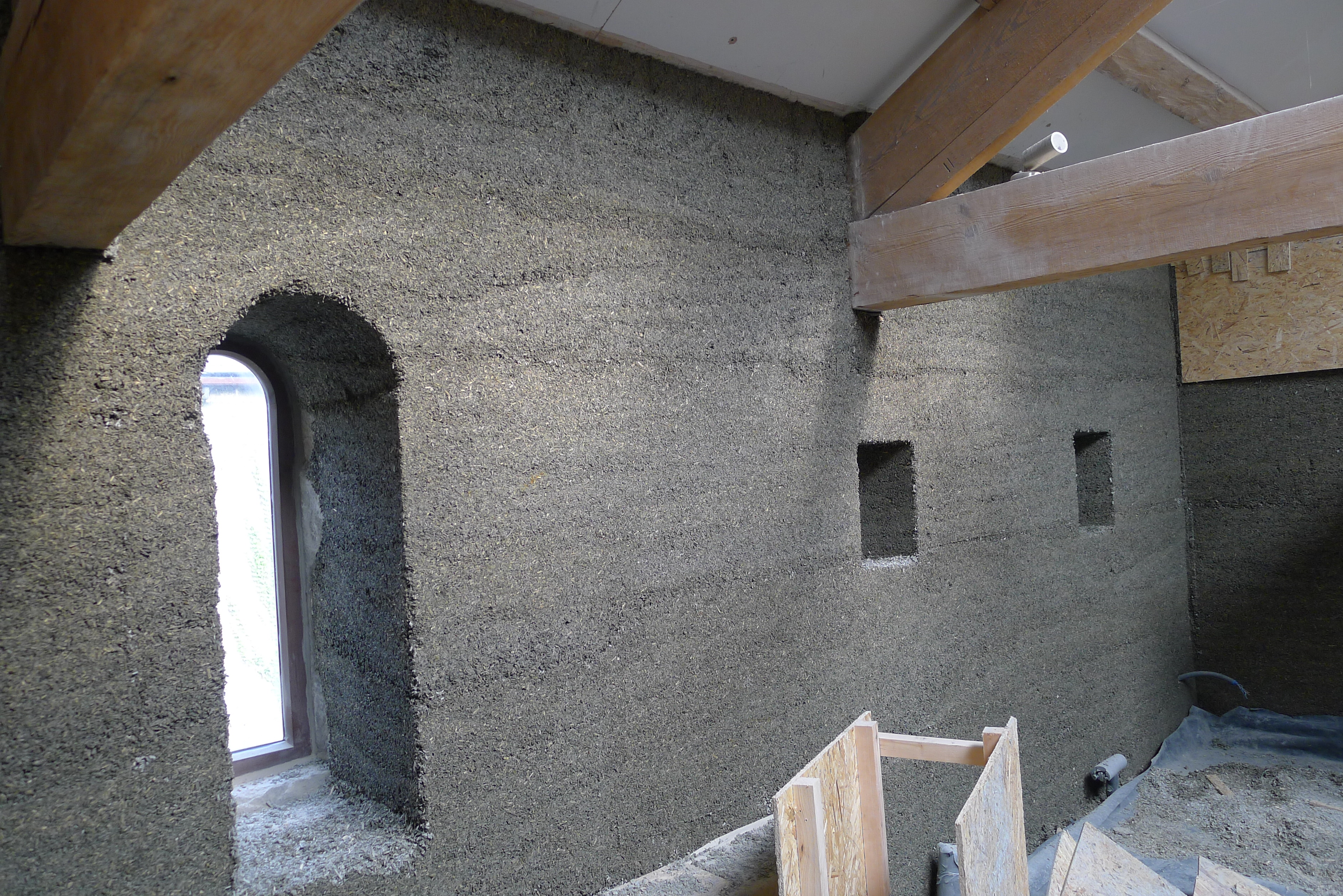 hempcrete internal solid wall insulation to solid stone walls with timber framing