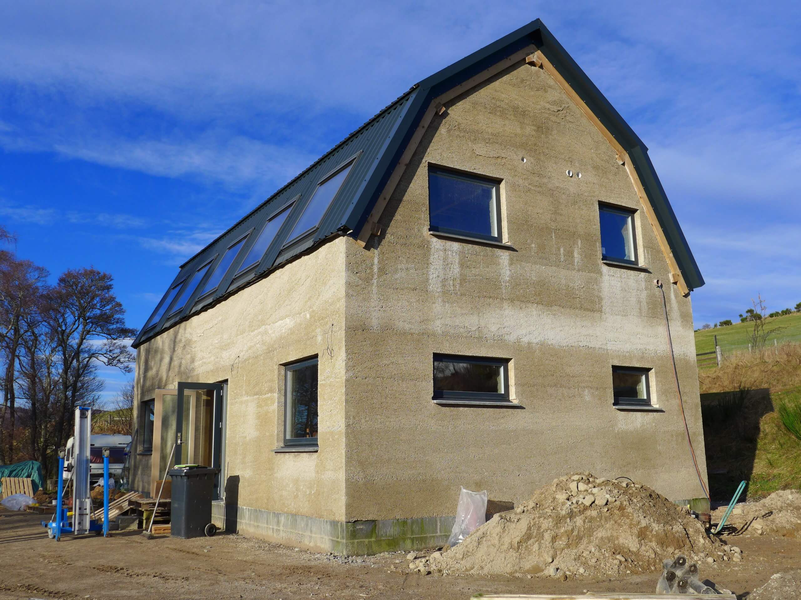 New build hempcrete construction near Inverness before lime render